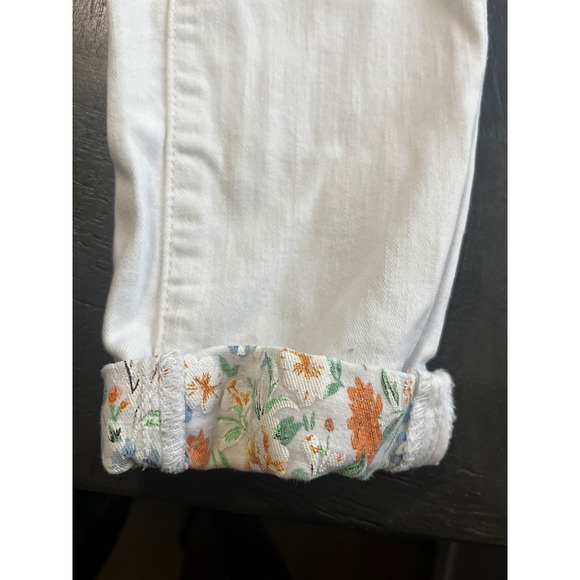 DEAL JEANS White Mid Rise Skinny Jeans Floral Cuff Women's Small - Picture 4 of 11